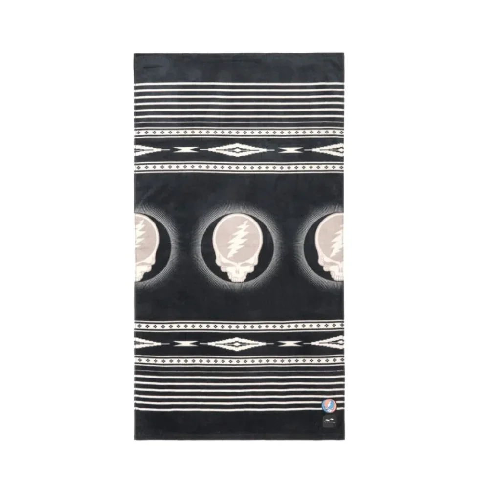 Grateful Dead Black Stripe Beach Towel - Icon Skull Design
